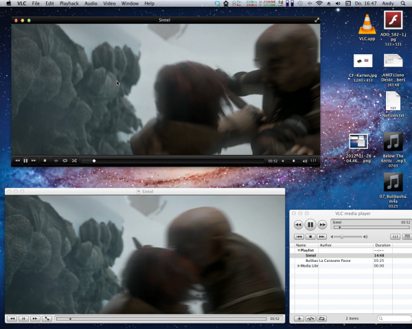 Bei VLC 2.0 wird zwischen dem Videofenster und...